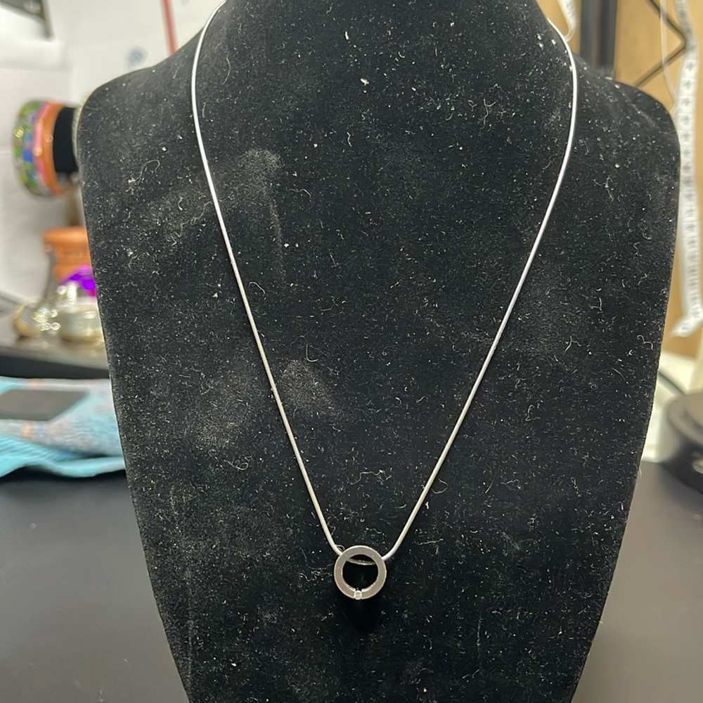 Stainless steel & little real diamond pendant